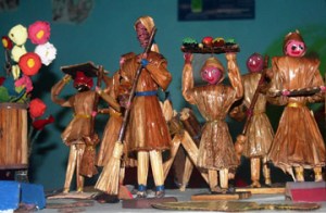 Artesanía con hojas de platano