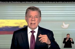 El presidente Juan Manuel Santos en directa al país. 