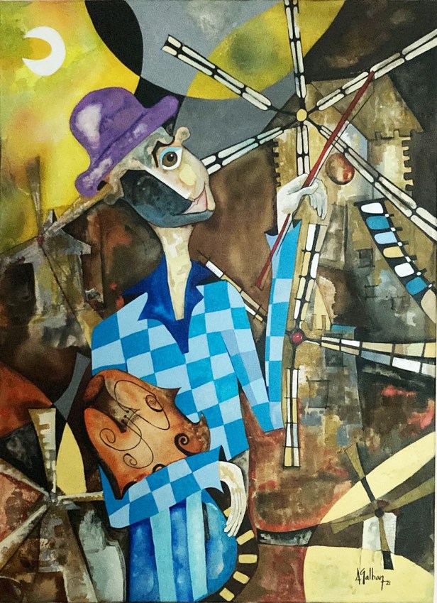 Cada loco con su tema 2023 canvas/ acrylic/mix 36x48 $3000 USD